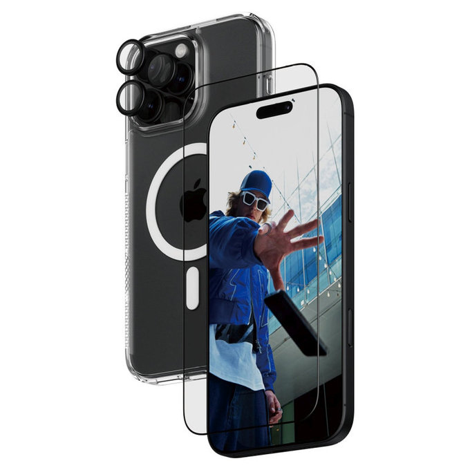 Bundle Hoops + Tvrdené sklo UWF + Hard Case pre iPhone 16 Pro Max, PanzerGlass