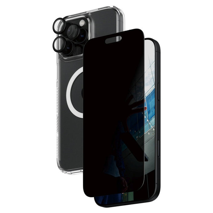 Bundle Hoops + Tvrdené sklo UWF Privacy + Hard Case pre iPhone 16 Pro Max, PanzerGlass