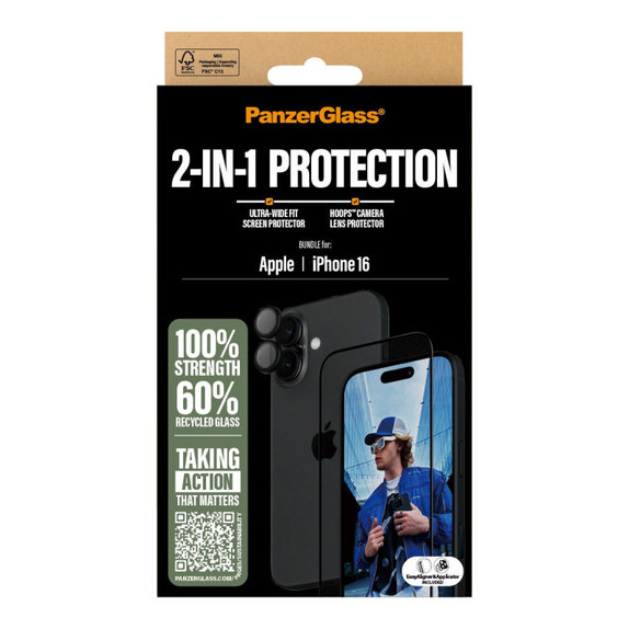 Bundle Hoops + Tvrdené sklo UWF pre iPhone 16, PanzerGlass