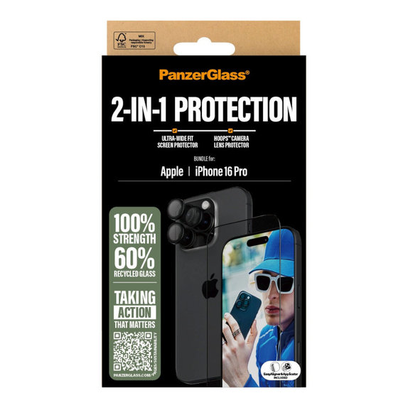 Bundle Hoops + Tvrdené sklo UWF pre iPhone 16 Pro, PanzerGlass