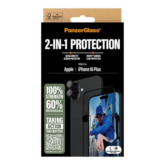 Bundle Hoops + Tvrdené sklo UWF pre iPhone 16 Plus, PanzerGlass