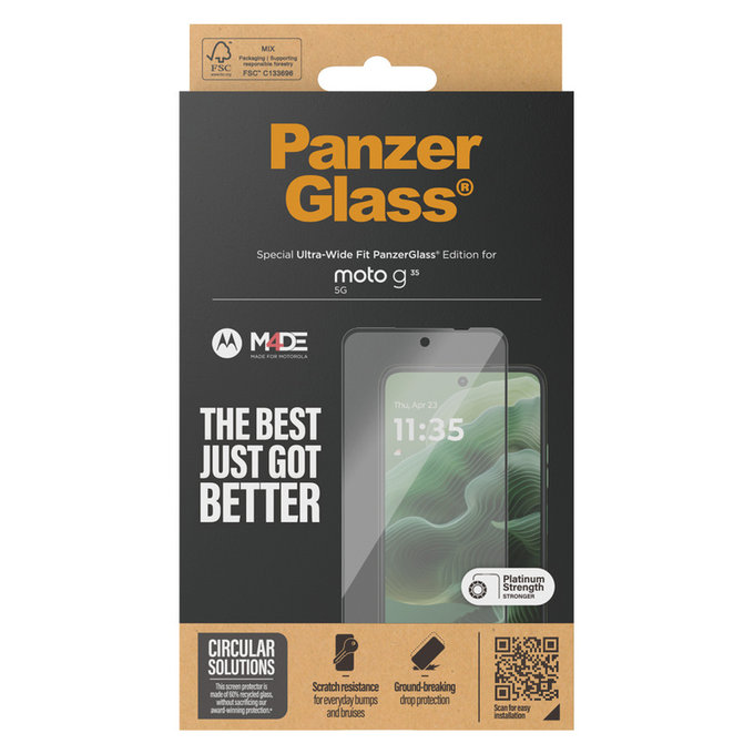 Tvrdené sklo UWF pre Motorola Moto G35 5G, Čierna, PanzerGlass