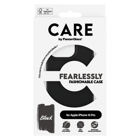 Puzdro Fearlessly pre iPhone 15 Pro, Čierna, PanzerGlass