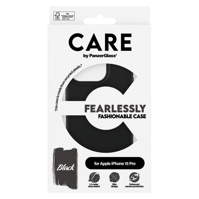 Puzdro Fearlessly pre iPhone 15 Pro, Čierna, PanzerGlass