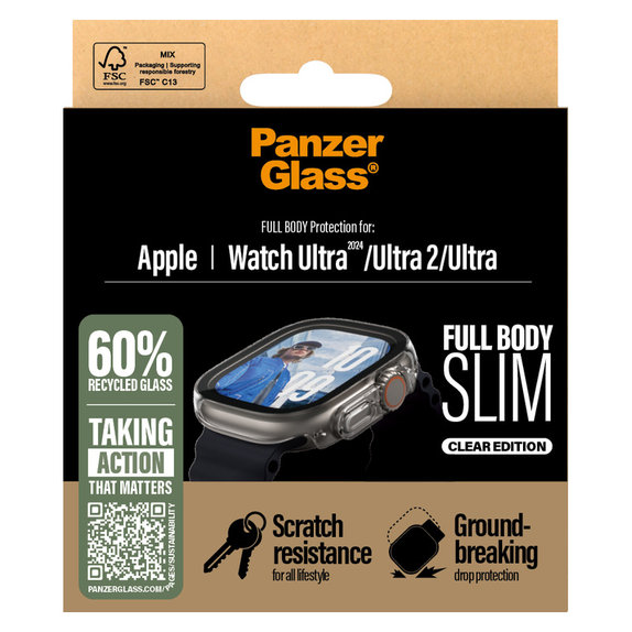 Tvrdené sklo Full Body Slim pre Apple Watch Ultra 2024/Ultra 2/Ultra, Číra, PanzerGlass