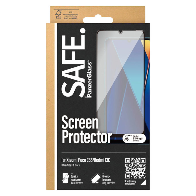 Tvrdené sklo UWF pre Xiaomi Redmi 13C 5G, Čierna, SAFE by PanzerGlass