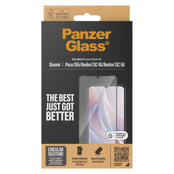 Tvrdené sklo UWF pre Xiaomi Redmi 13C 5G, Čierna, PanzerGlass