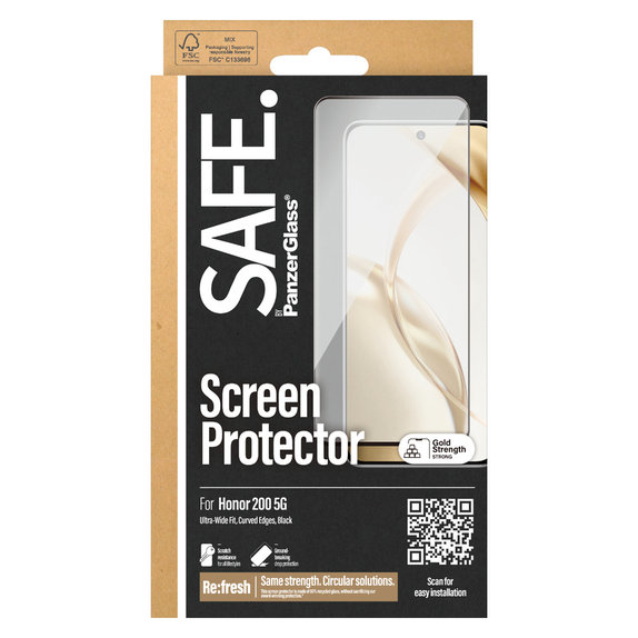 Tvrdené sklo UWF pre Honor 200, Čierna, SAFE by PanzerGlass