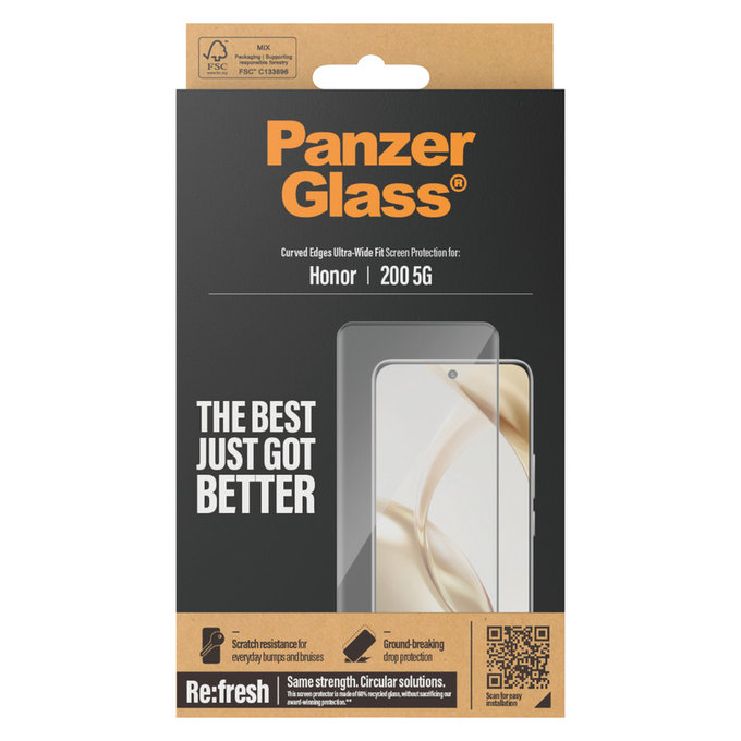 Tvrdené sklo Re:Fresh UWF pre Honor 200, Čierna, PanzerGlass