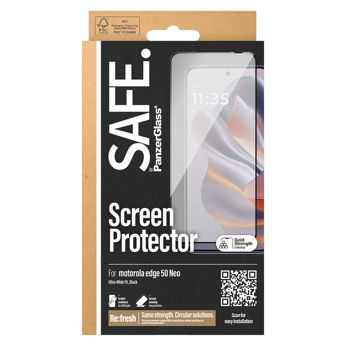 Tvrdené sklo UWF pre Motorola Edge 50 Neo, Čierna, SAFE by PanzerGlass