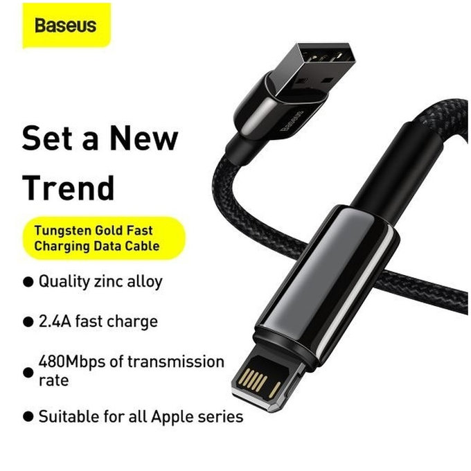 Baseus - Kábel Lightning/USB, 1.5m, čierna
