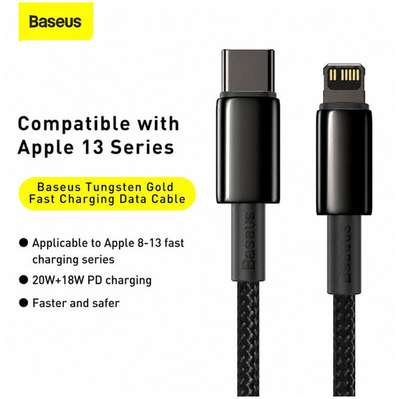 Baseus - Kábel Lightning/USB-C, 1.5m, čierna