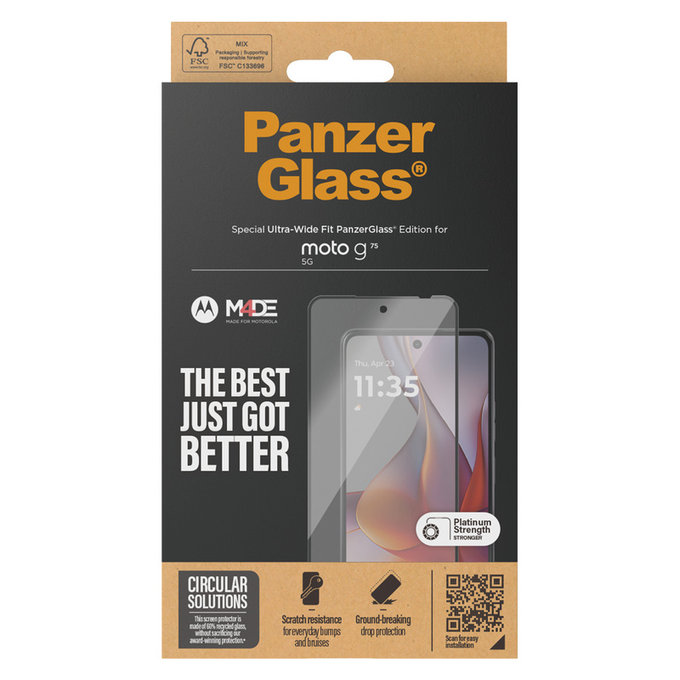 Tvrdené sklo UWF pre Motorola Moto G75 5G, Čierna, PanzerGlass
