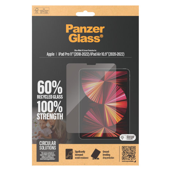 Tvrdené sklo UWF pre iPad Pro 11"/Air 10,9'', Číra, PanzerGlass
