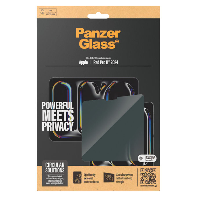 Tvrdené sklo UWF Privacy pre iPad Pro 11'', Číra, PanzerGlass
