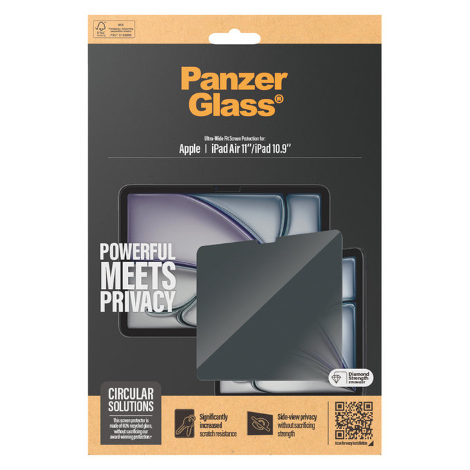 Tvrdené sklo UWF Privacy pre iPad 10,9"/Air 11'', Číra, PanzerGlass