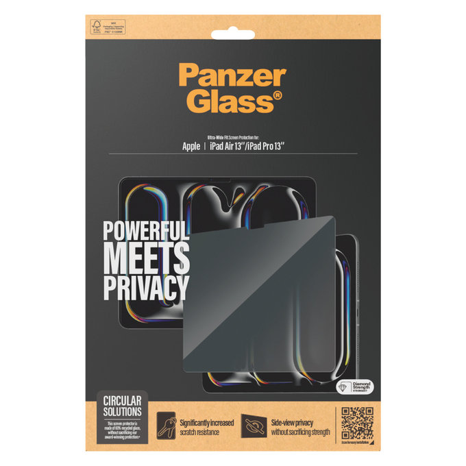 Tvrdené sklo UWF Privacy pre iPad Pro 13"/Air 13'', Číra, PanzerGlass