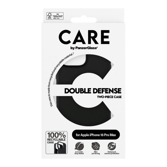 Puzdro Double Defense pre iPhone 16 Pro Max, Čierna, CARE