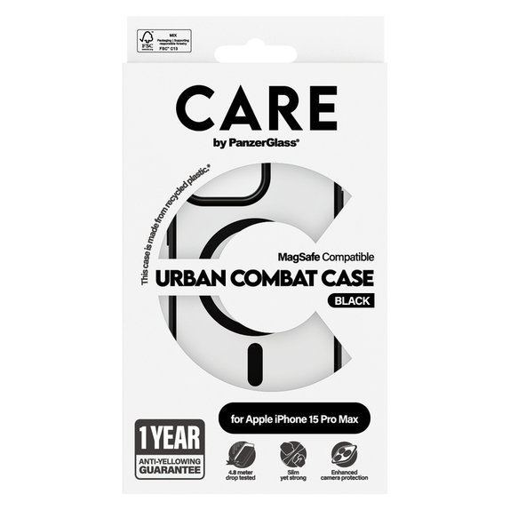Puzdro Urban Combat s MagSAFE by PanzerGlass pre iPhone 15 Pro Max, Čierna, PanzerGlass