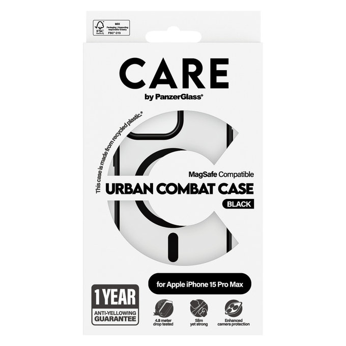 Puzdro Urban Combat s MagSAFE by PanzerGlass pre iPhone 15 Pro Max, Čierna, PanzerGlass