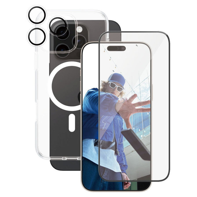 Bundle Hoops + Tvrdené sklo UWF + Puzdro Urban Combat pre iPhone 16 Pro Max, CARE