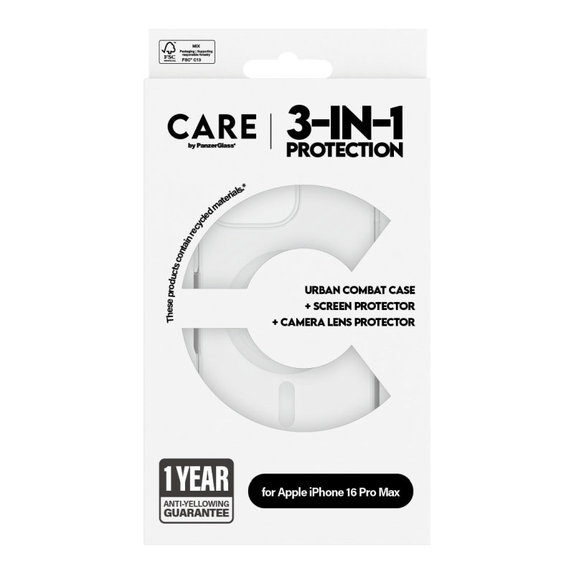 Bundle Hoops + Tvrdené sklo UWF + Puzdro Urban Combat pre iPhone 16 Pro Max, CARE