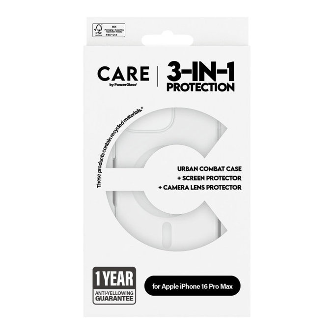 Bundle Hoops + Tvrdené sklo UWF + Puzdro Urban Combat pre iPhone 16 Pro Max, CARE