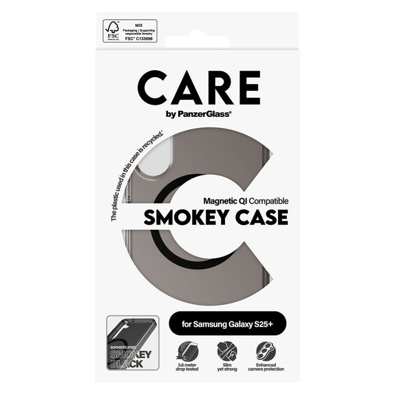 Puzdro Smokey s čiernym QI pre Samsung Galaxy S25+, Čierna, PanzerGlass