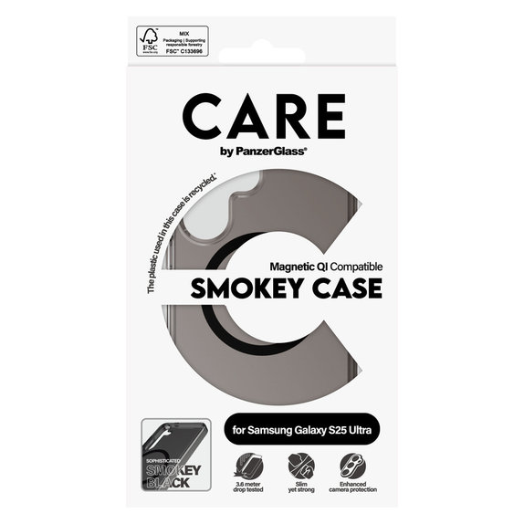 Puzdro Smokey s čiernym QI pre Samsung Galaxy S25 Ultra, Čierna, PanzerGlass