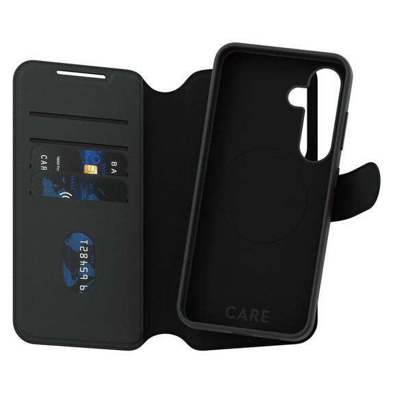 Puzdro Wallet Tango Two-In-One s QI pre Samsung Galaxy S25, Čierna, PanzerGlass
