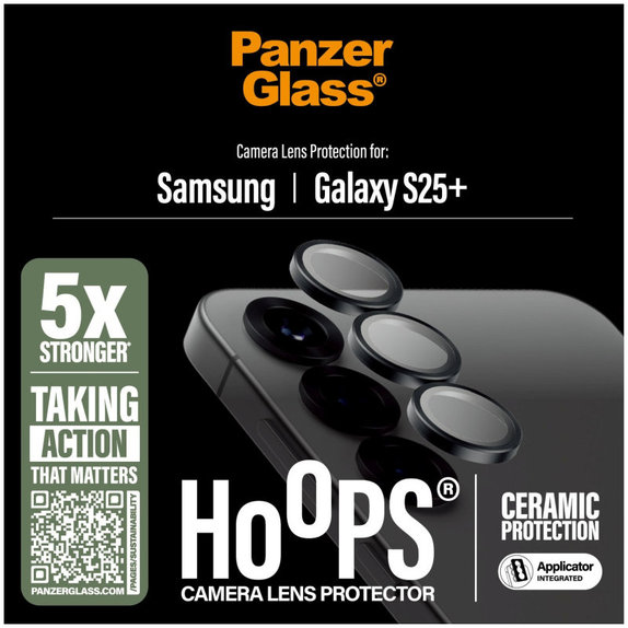Ochranný kryt objektívu Hoops Ceramic pre Samsung S25+, Čierna, PanzerGlass