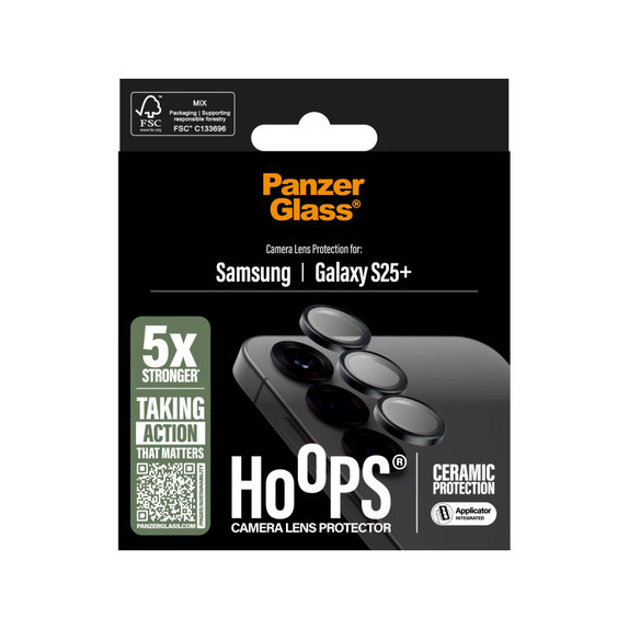 Ochranný kryt objektívu Hoops Ceramic pre Samsung S25+, Čierna, PanzerGlass