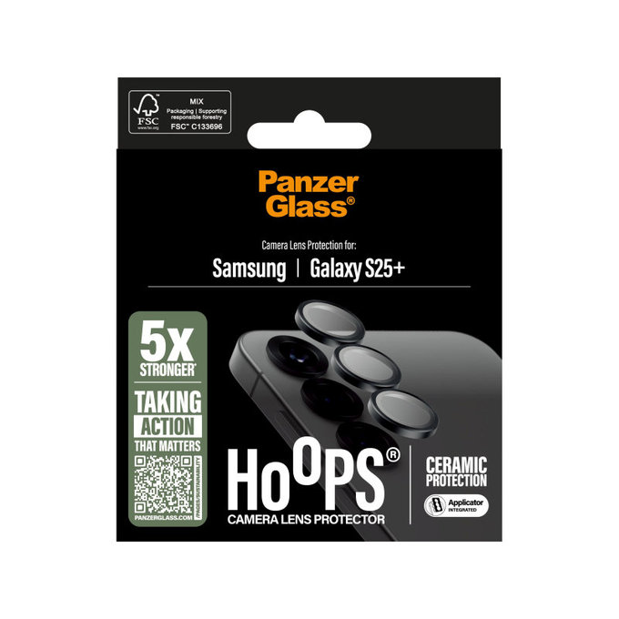 Ochranný kryt objektívu Hoops Ceramic pre Samsung S25+, Čierna, PanzerGlass