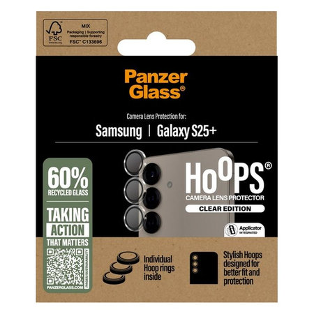 PanzerGlass - Ochranný Kryt Objektívu Fotoaparátu Hoops pre Samsung Galaxy S25+, transparentná