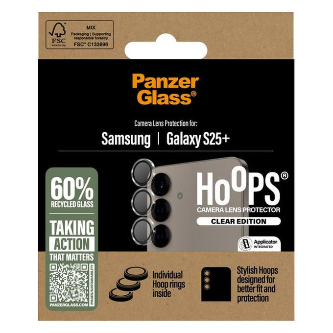 PanzerGlass - Ochranný Kryt Objektívu Fotoaparátu Hoops pre Samsung Galaxy S25+, transparentná