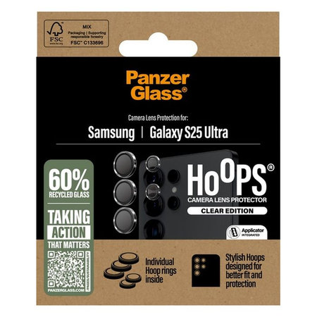 PanzerGlass - Ochranný Kryt Objektívu Fotoaparátu Hoops pre Samsung Galaxy S25 Ultra, transparentná