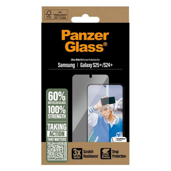 PanzerGlass - Tvrdené sklo UWF s aplikátorom pre Samsung Galaxy S25+, transparentná