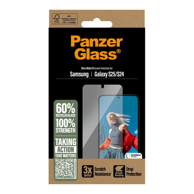 Tvrdené sklo UWF s aplikátorom pre Samsung S25, Transparentná, PanzerGlass