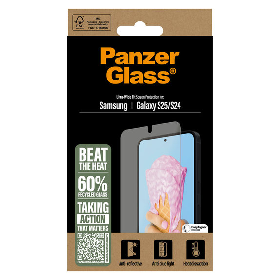 Tvrdené sklo UWF All-in-One s aplikátorom pre Samsung Galaxy S25, Číra, PanzerGlass