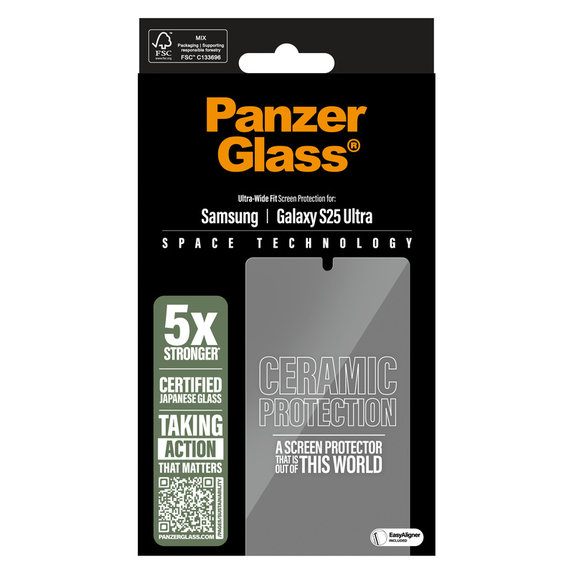 Tvrdené sklo UWF Ceramic s aplikátorom pre Samsung Galaxy S25 Ultra, Číra, PanzerGlass