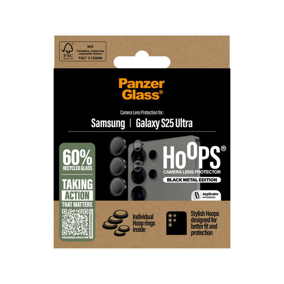 Ochranný kryt objektívu Hoops pre Samsung S25 Ultra, Čierna, PanzerGlass