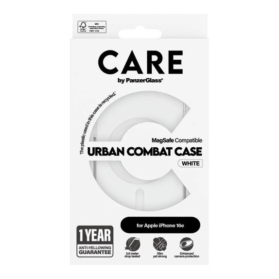 Puzdro Urban Combat s MagSafe pre iPhone 17e/16e, Biela, CARE
