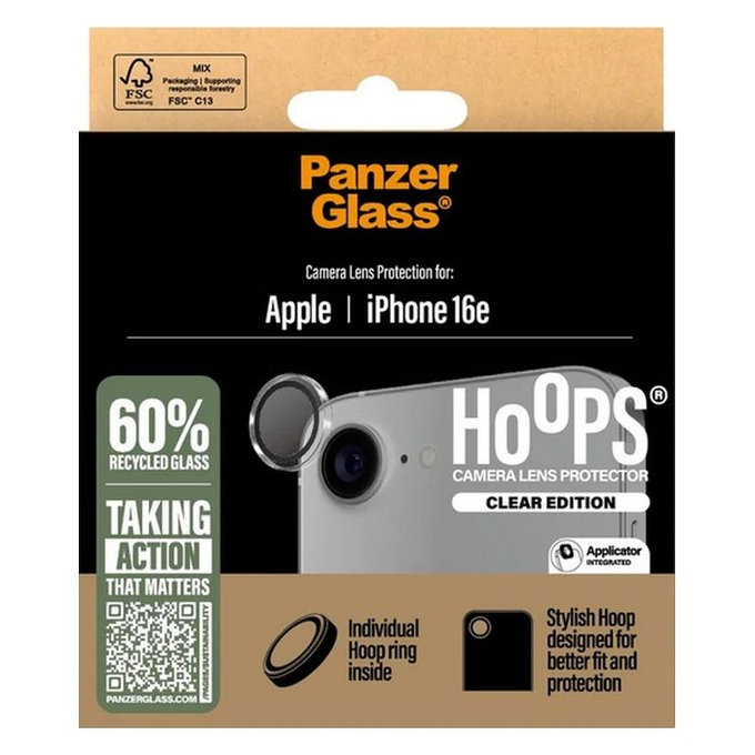PanzerGlass - Ochranný Kryt Objektívu Fotoaparátu Hoops pre iPhone 16e, transparentná