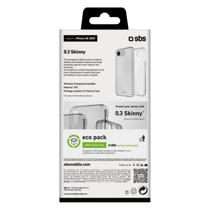 SBS - Puzdro Skinny pre iPhone 16e, transparentná