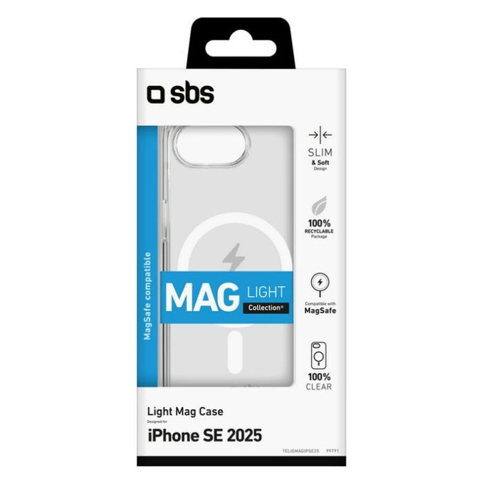 SBS - Puzdro Light Mag s MagSafe pre iPhone 16e, transparentná