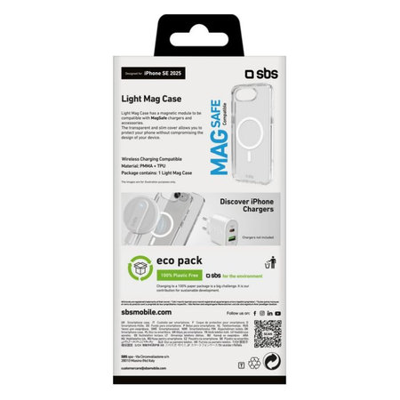 SBS - Puzdro Light Mag s MagSafe pre iPhone 16e, transparentná