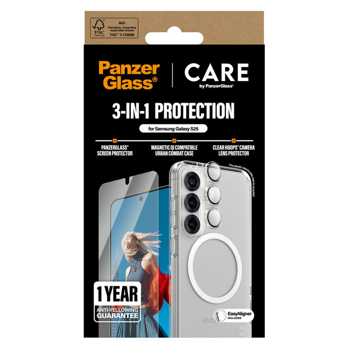 Bundle 3v1 pre Samsung Galaxy S25, PanzerGlass