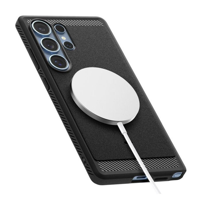 Spigen - Puzdro Rugged Armor s MagSafe pre Samsung Galaxy S25 Ultra, Matte Black