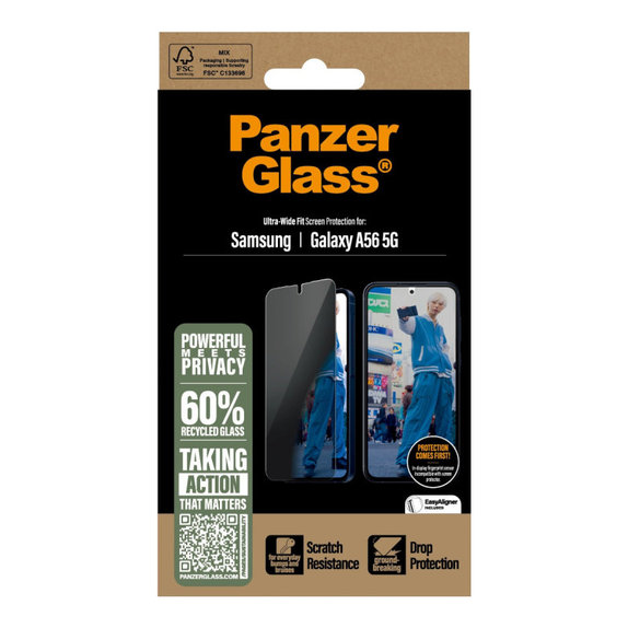 Tvrdené sklo UWF Privacy pre Samsung A56 5G, Transparentná, PanzerGlass