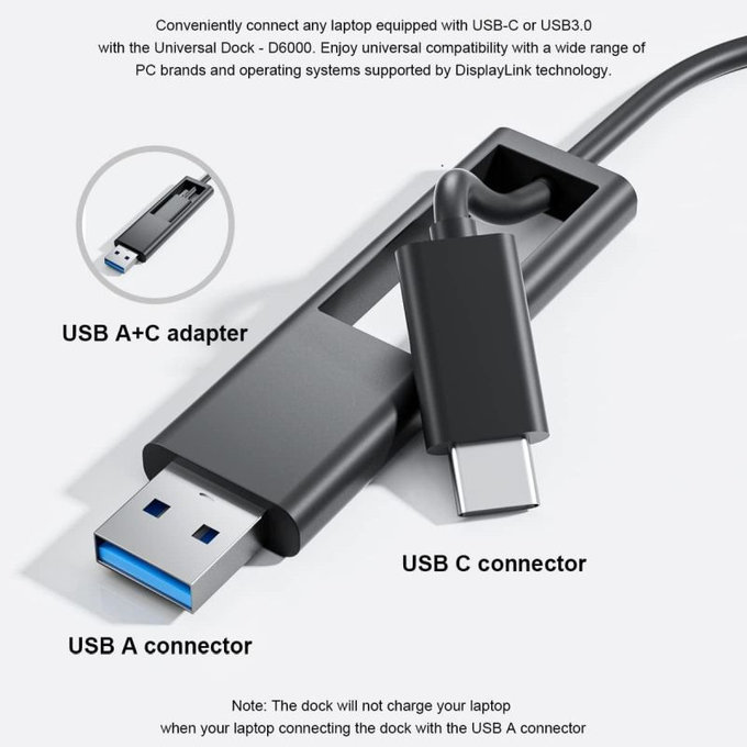 Dell D6000 - Dokovacia stanica (USB-C) + Adaptér 130W Repasovaný